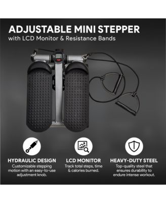 BalanceFrom Adjustable Stepping Machine and Step Counter, Leg Workout Machine & Mini Stair Stepper with Resistance Bands, for Home Workouts, Black