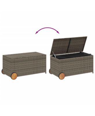 Garden Storage Box with Wheels Gray 50.2 Gal Poly Rattan