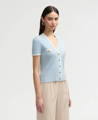 Women's Short Sleeve Cardigan Sweater