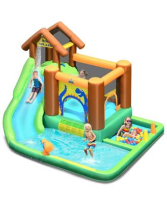 Inflatable Water Slide Bounce House with Climbing Wall Fun Outdoor Playset for Kids