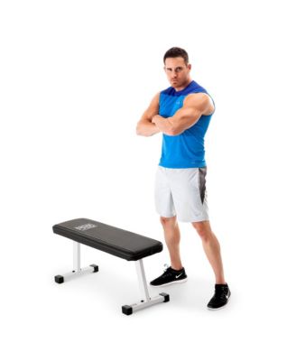 Flat Utility Flat Strength Training Home Gym Lifting Weight Bench, White