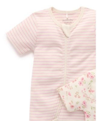 Baby Girls Short Sleeve 2 Pack Zip Coverall