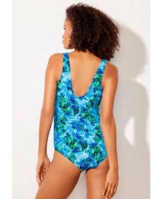 Women's Chlorine Resistant Spliced Tank One Piece Swimsuit