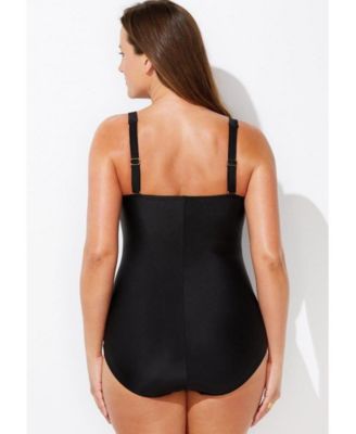 Women's Ruched Twist Front One Piece Swimsuit