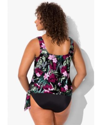 Women's Side Tie Blouson Tankini Top