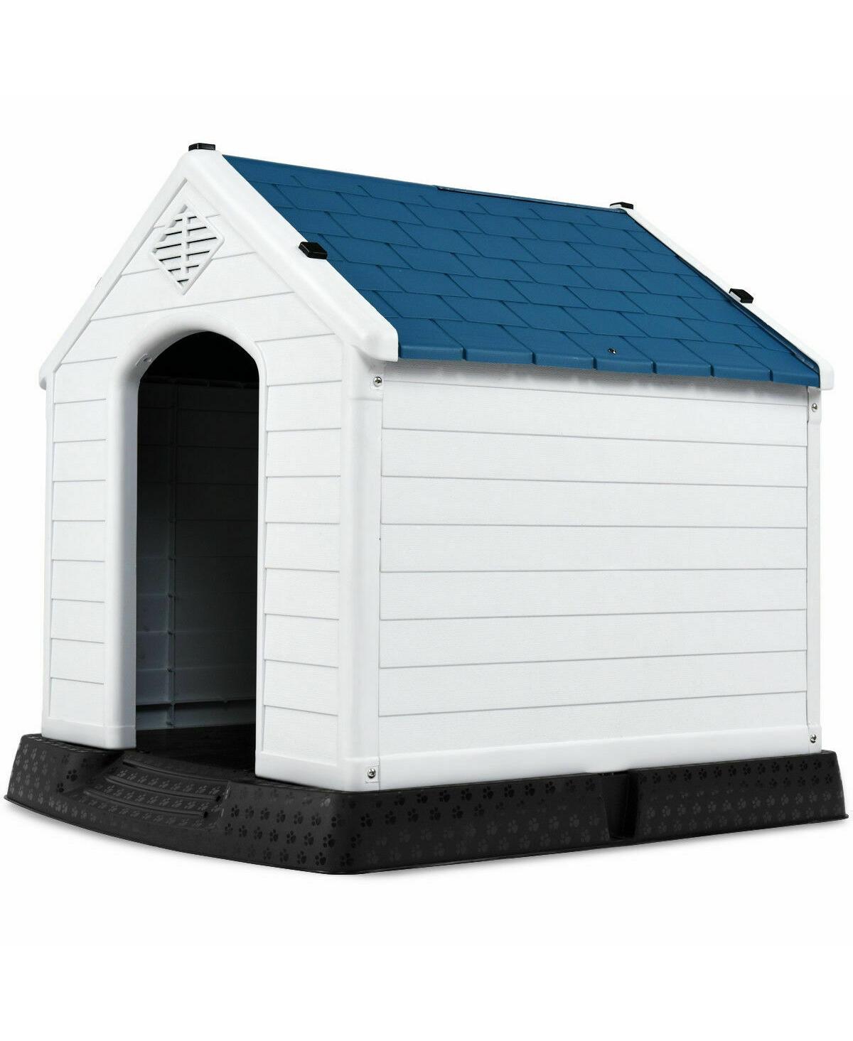 Dog House Made of Plastic with Ventilation System and Fastening Device - White