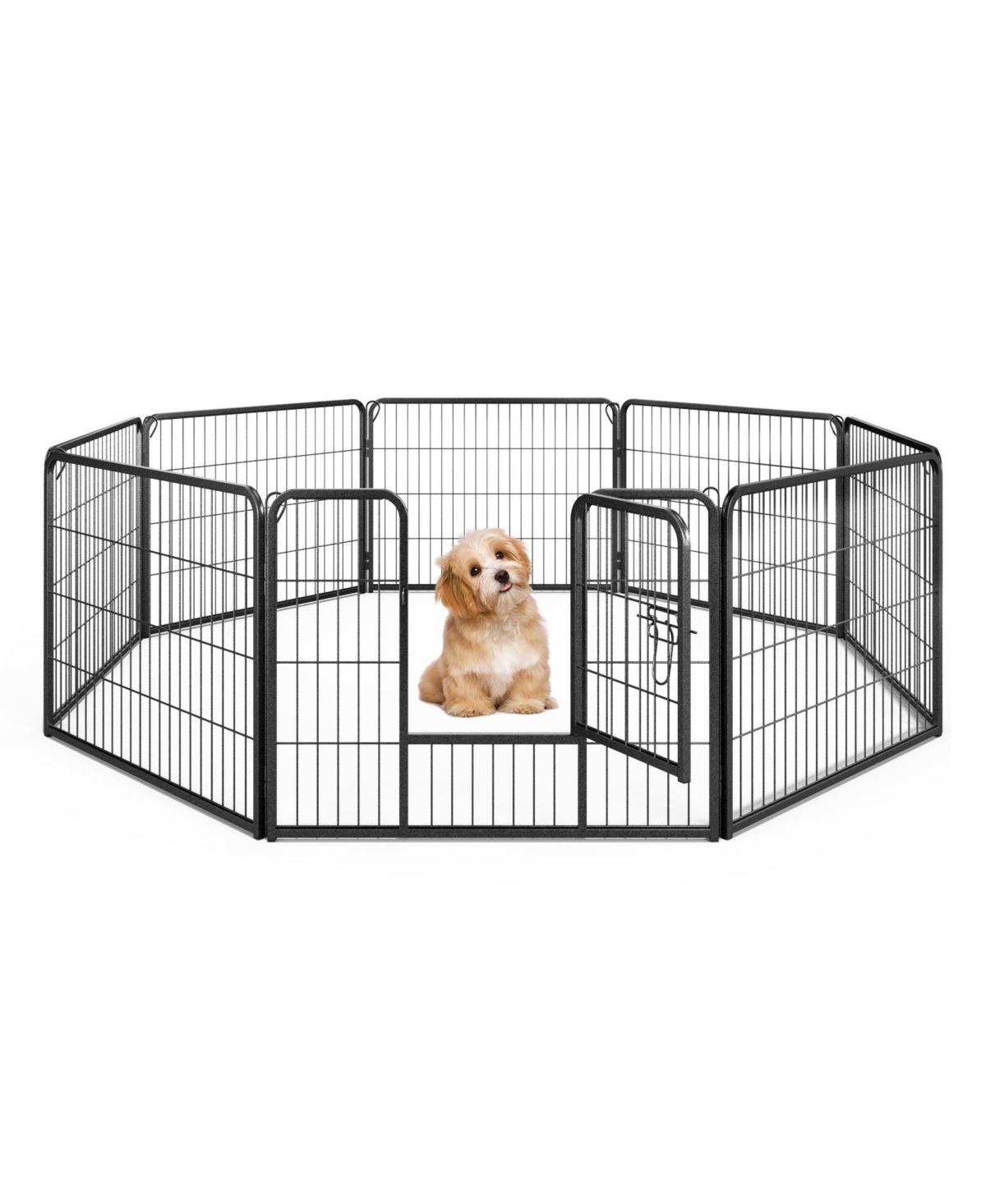8 Panel 24 Inch Height Pet Fence Indoor Outdoor - Black