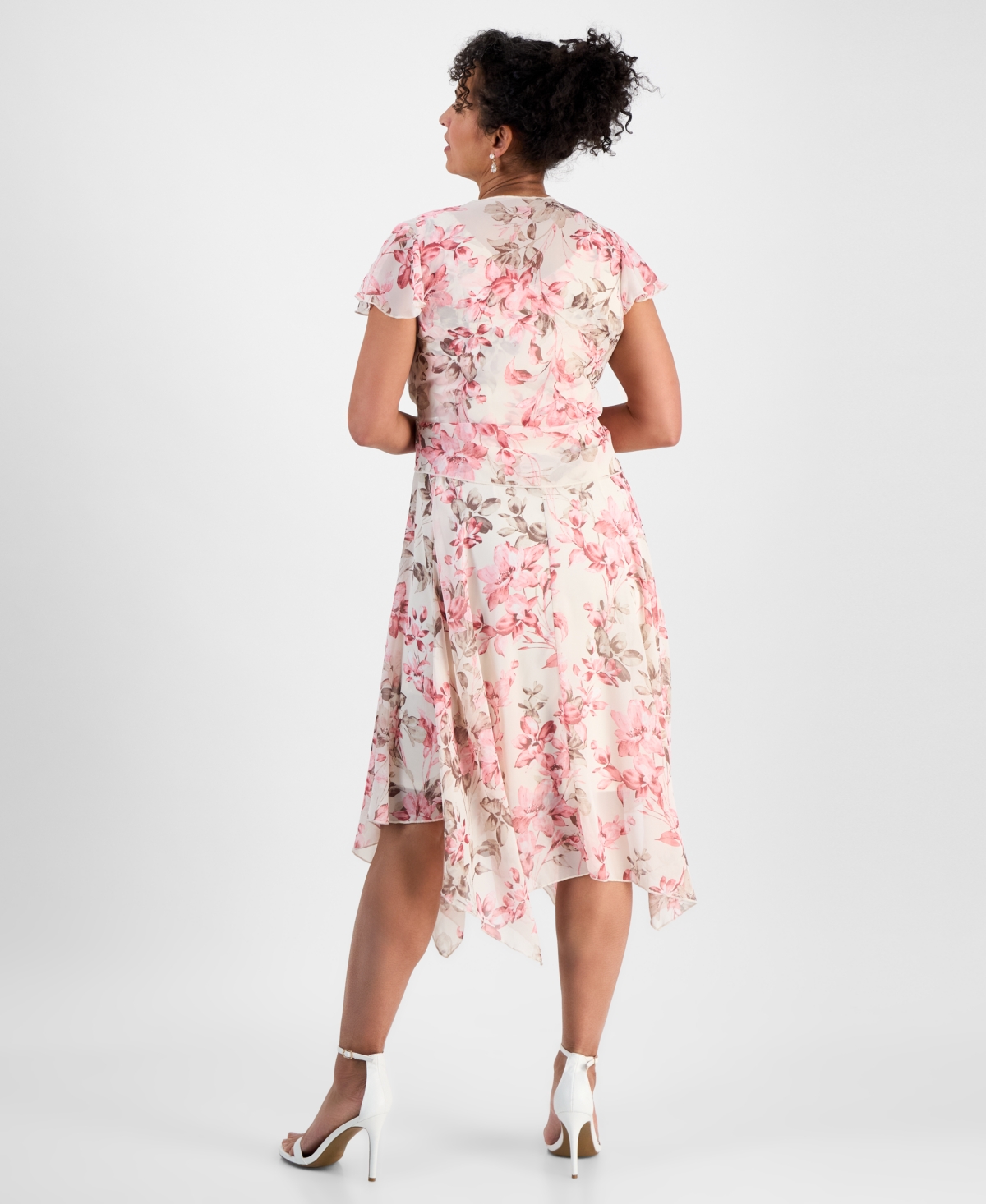 Robbie Bee Women's 2-pc. Floral-print Jacket & Dress Set In White,pink