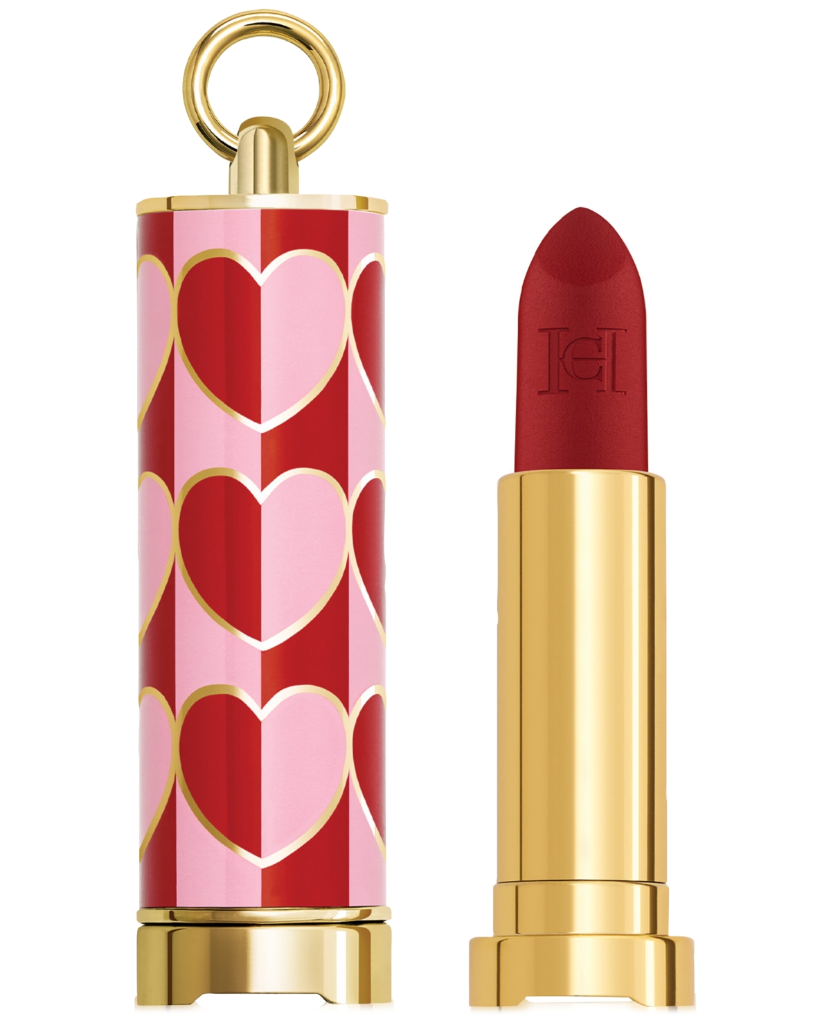 Carolina Herrera Fabulous Kiss Matte Refillable Lipstick & Love Karma Lipstick Cap In 415- Birthday Red