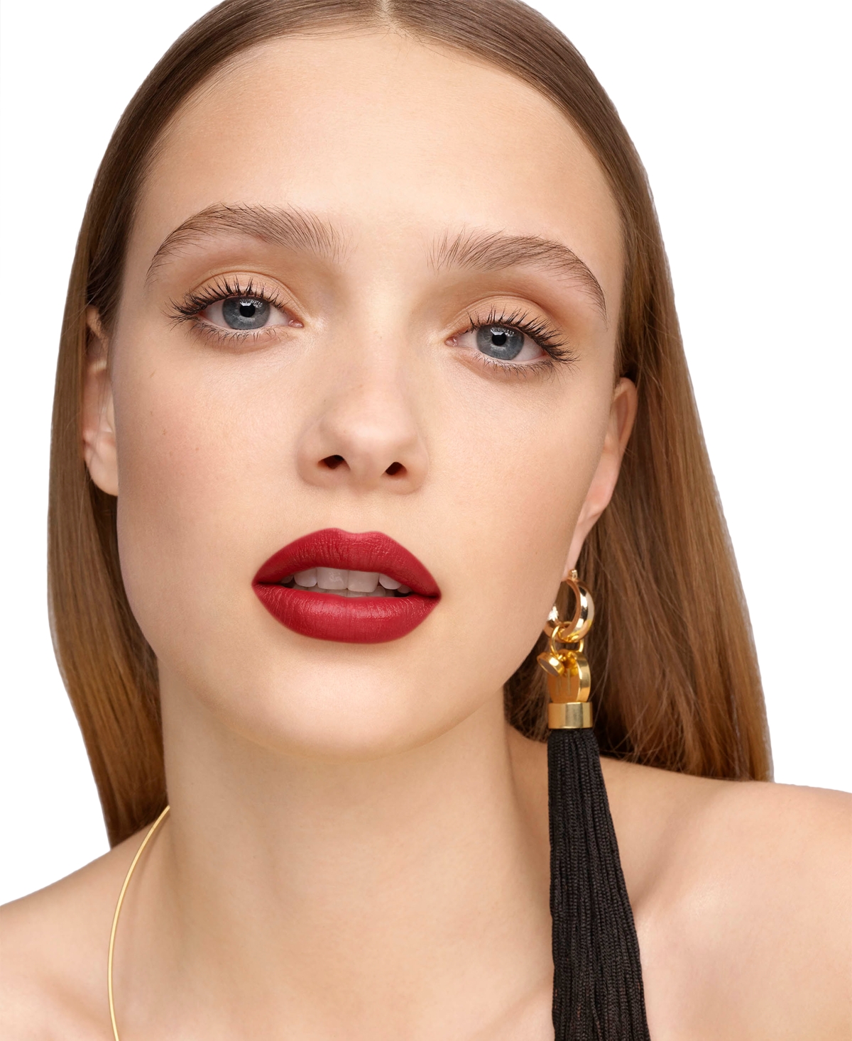 Carolina Herrera Fabulous Kiss Satin Refillable Lipstick & Kiss Of Luck Lipstick Cap In 310- Carolina Red