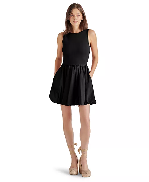 women's palermo mixed-media bubble-hem fit & flare dress