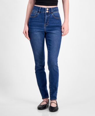 Curvy High Rise Double Button Skinny Jeans