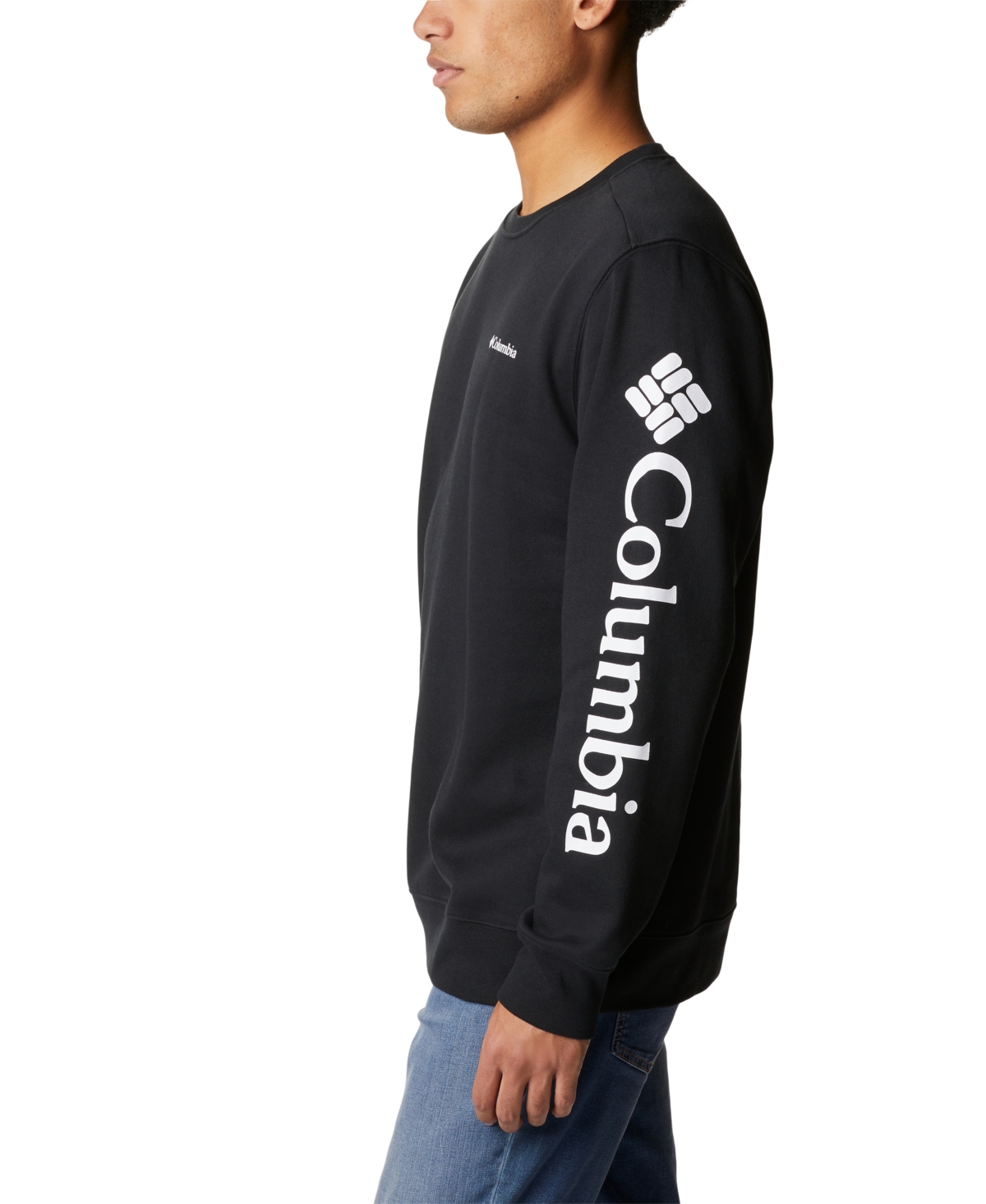 Shop Columbia Men's Gem Logo Trek Crew Sweatshirt In Black,whi