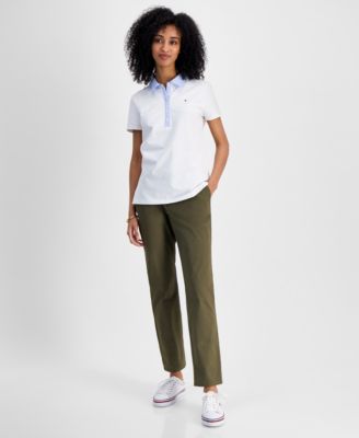 売れ筋商品|||トミー ヒルフィガー カットソー トップス レディース Women's Mixed Media Cornell Polo Shirt Peony Tommy Hilfiger Women's Mixed Media Cornell Polo Shirt - Macy's