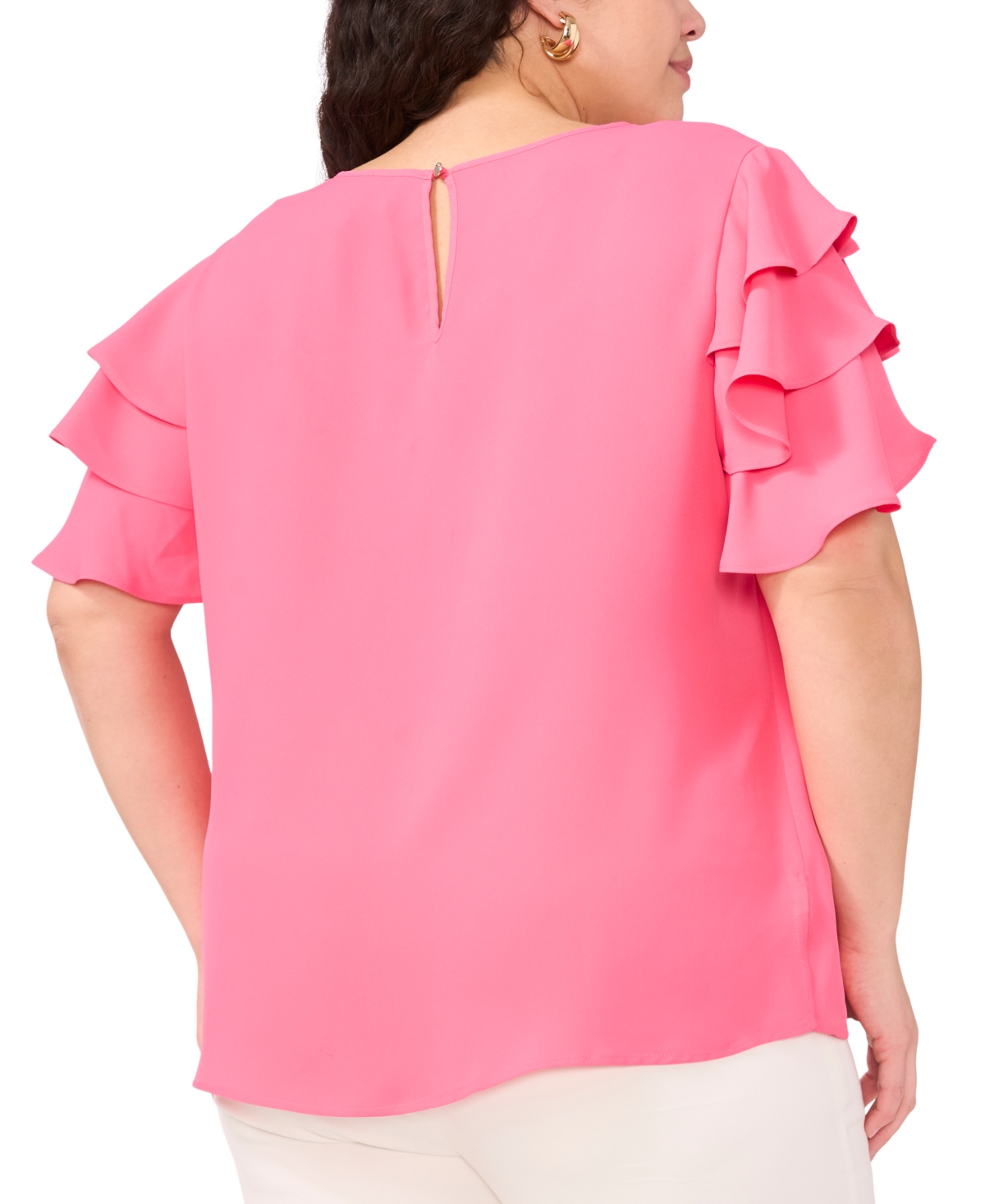 VINCE CAMUTO PLUS SIZE TIERED RUFFLE-SLEEVE BLOUSE 