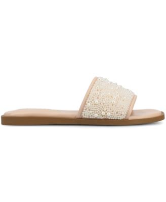 Women's Precly Faux Pearl Single Band Flat Sandals