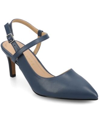 Journee Womens Scipio Medium and Wide Width Crossover Ankle Strap Pointed Toe Pumps