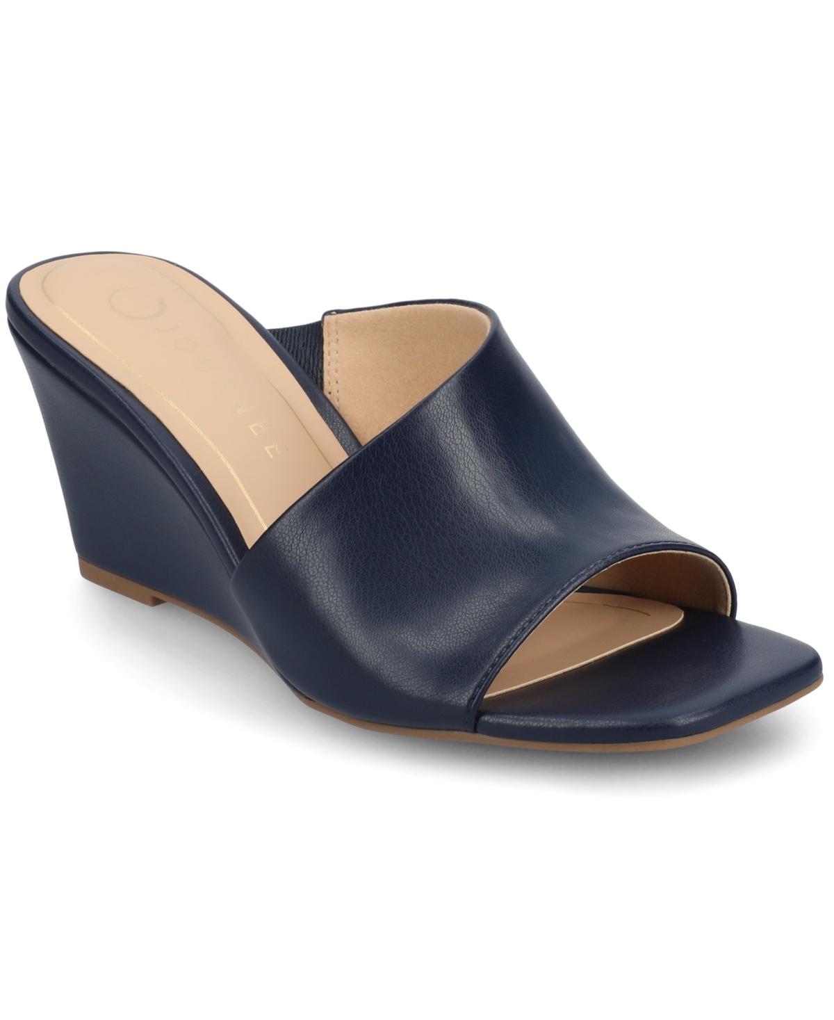 Shop Journee Collection Women's Clementine D'orsay Slip-on Wedge Sandals In Navy