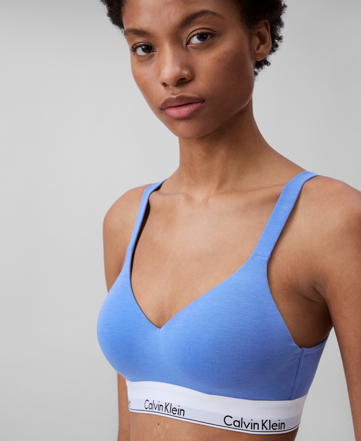 Calvin Klein Logo-underband Sports Bra In Glacier
