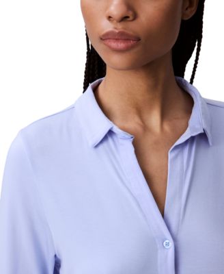 Women's Collared Button-Front Sleep Shirt QS7475