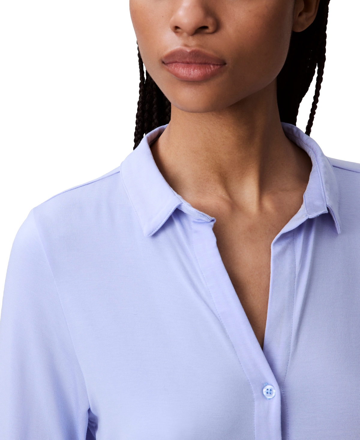 Calvin Klein Women's Collared Button-front Sleep Shirt Qs7475 In Blue