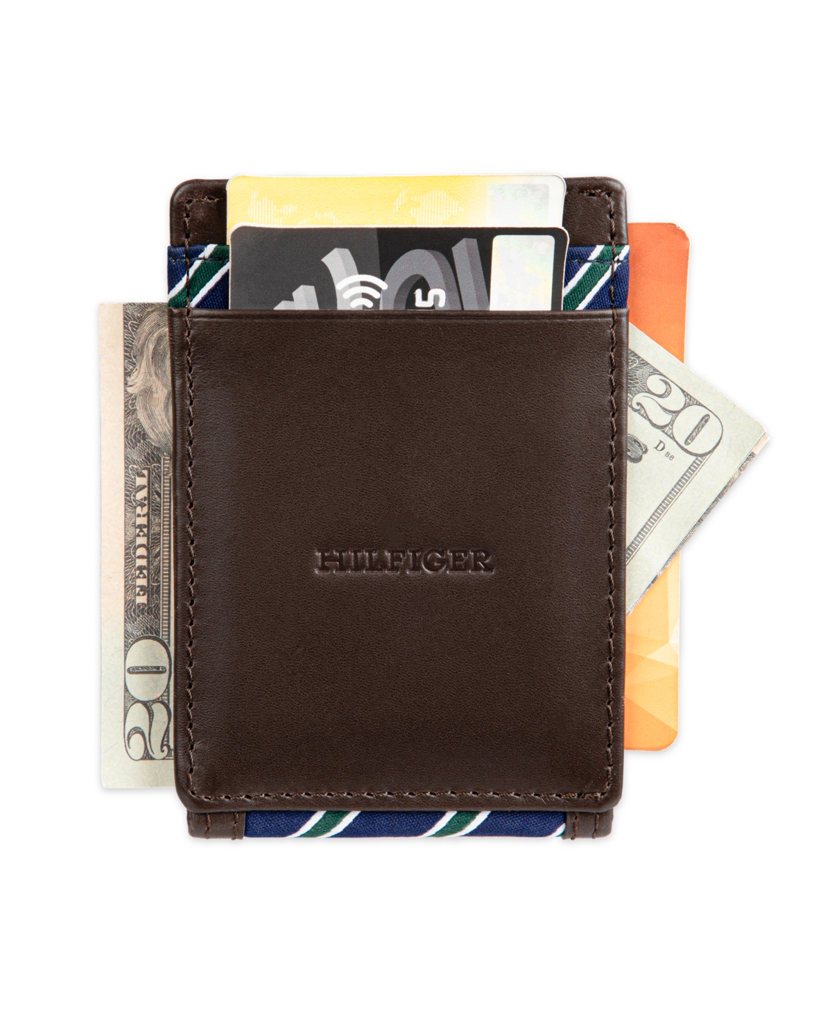 Tommy Hilfiger Men's Overlay Front Pocket Wallet In Brown