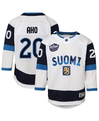 Outerstuff - Big Boys and Girls Sebastian Aho White Finland 2025 4 Nations Face-Off Premier Player Jersey