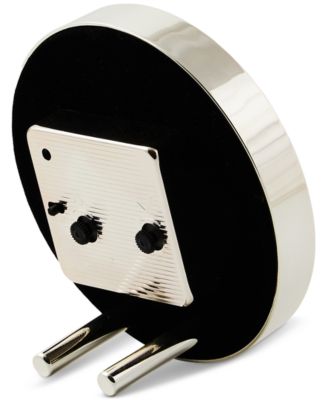 Flower Market Silver Plated Round Desk Clock