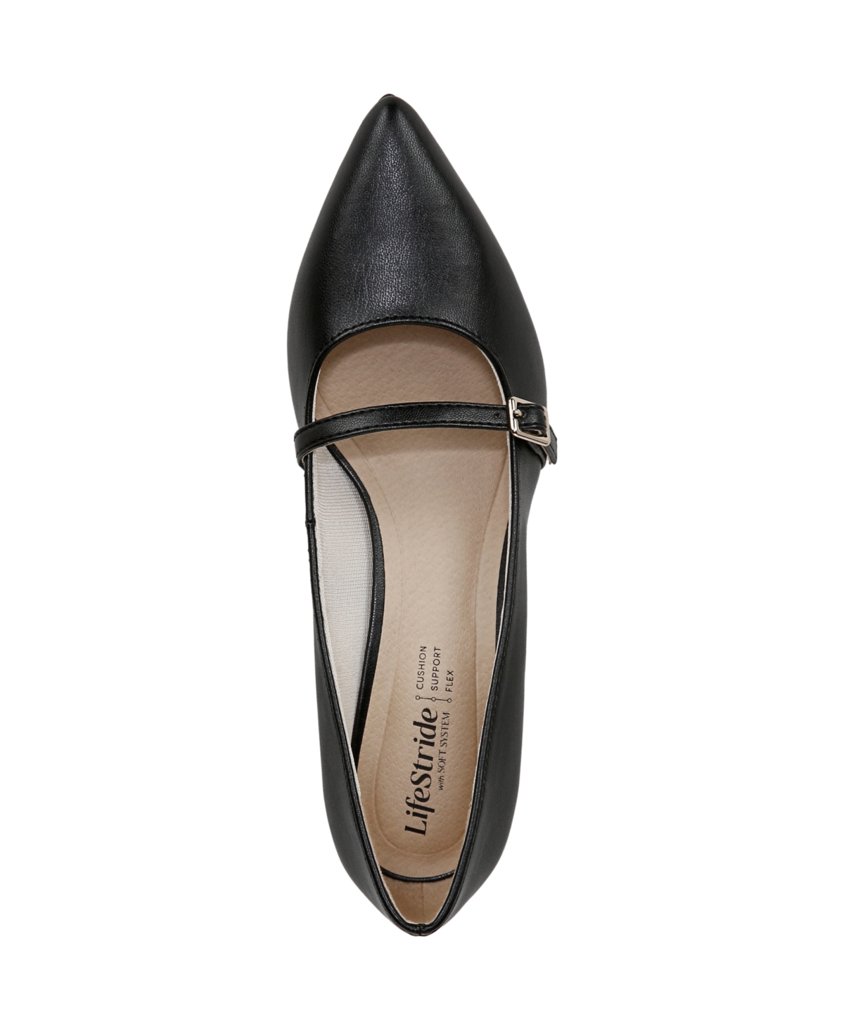 Shop Lifestride Women's Madelyn Mary Jane Pointed Toe Kitten Heel Pumps In Black Faux Leather