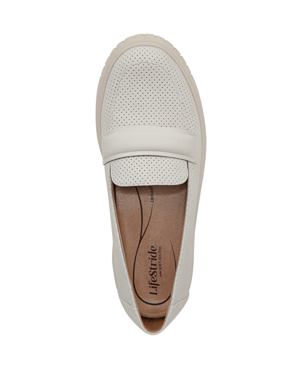 Shop Lifestride Women's Geneva-chop Closed Round Toe Platform Penny Loafers In Cloud White Faux Leather