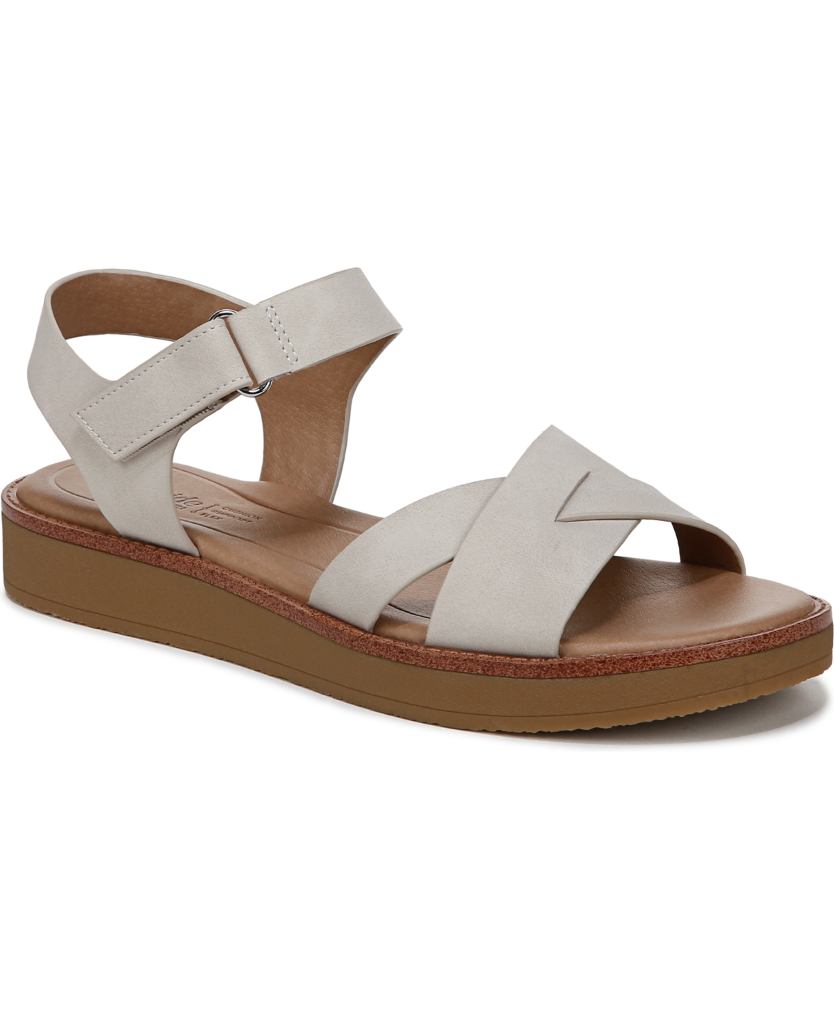 Shop Lifestride Women's Wren Strappy Platform Sandals In Stone Faux Leather
