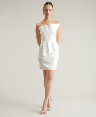 ivy + blu - Women's Pleated Bustier Peplum Mini Dress