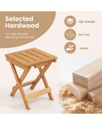 14 inch Outdoor Folding Side Table Hardwood Square Compact Patio Table