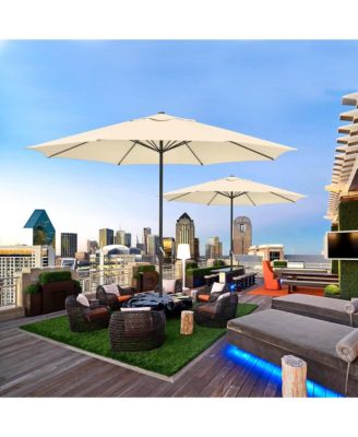 XL 13Ft Aluminum Patio Umbrella 8 Rib Heavy Duty Table Parasol Crank Outdoor Garden Deck Beach Furniture