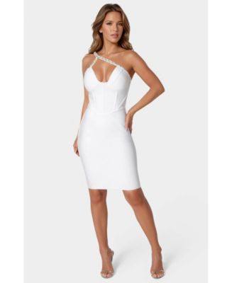bebe leather corset dress Bebe Women's Embellished Crystal Corset Bandage Dress, Size XXS in Black Polyester/Elastane main image 0