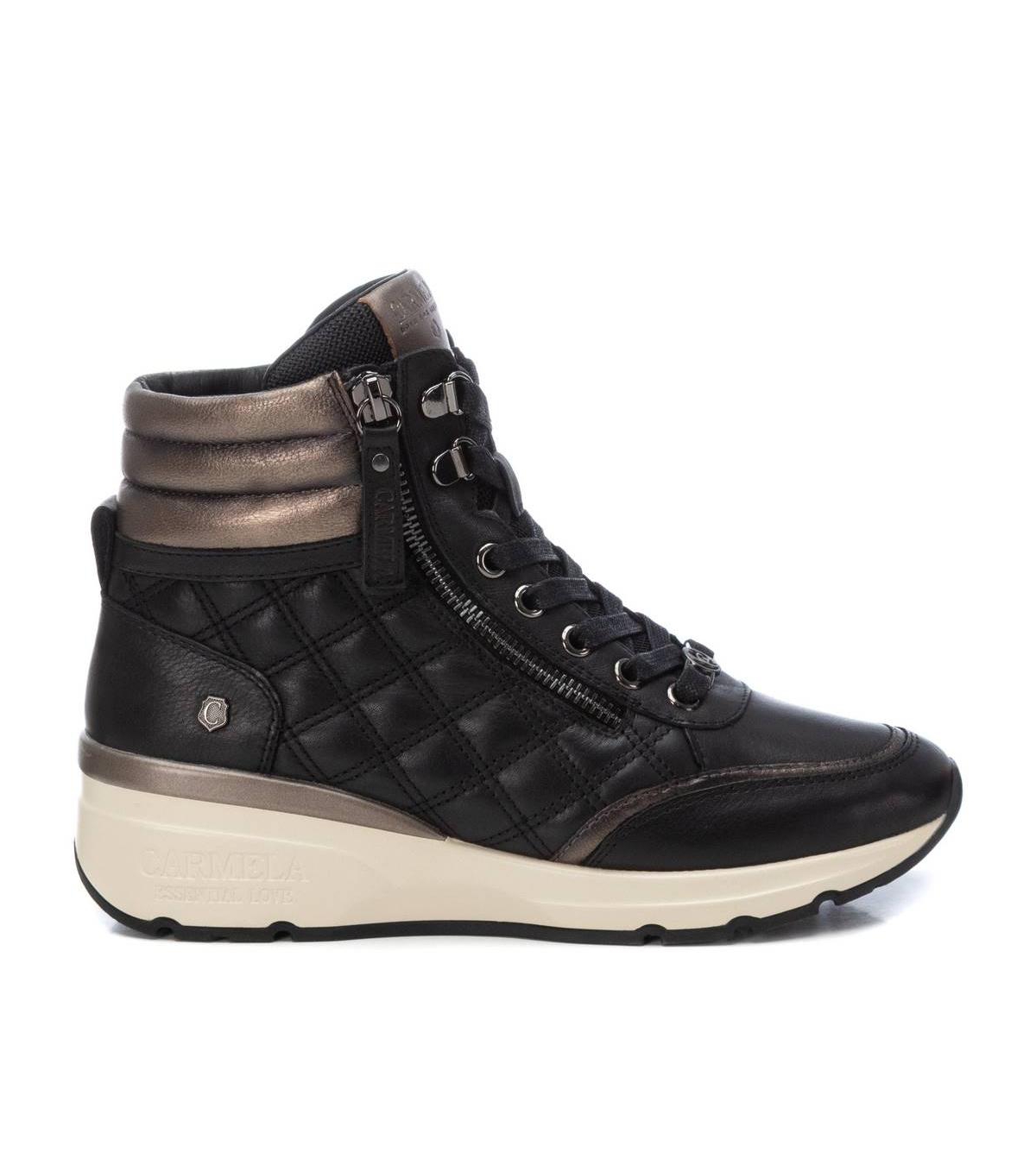 Carmela Collection Leather Sneaker Booties By Xti - Beige