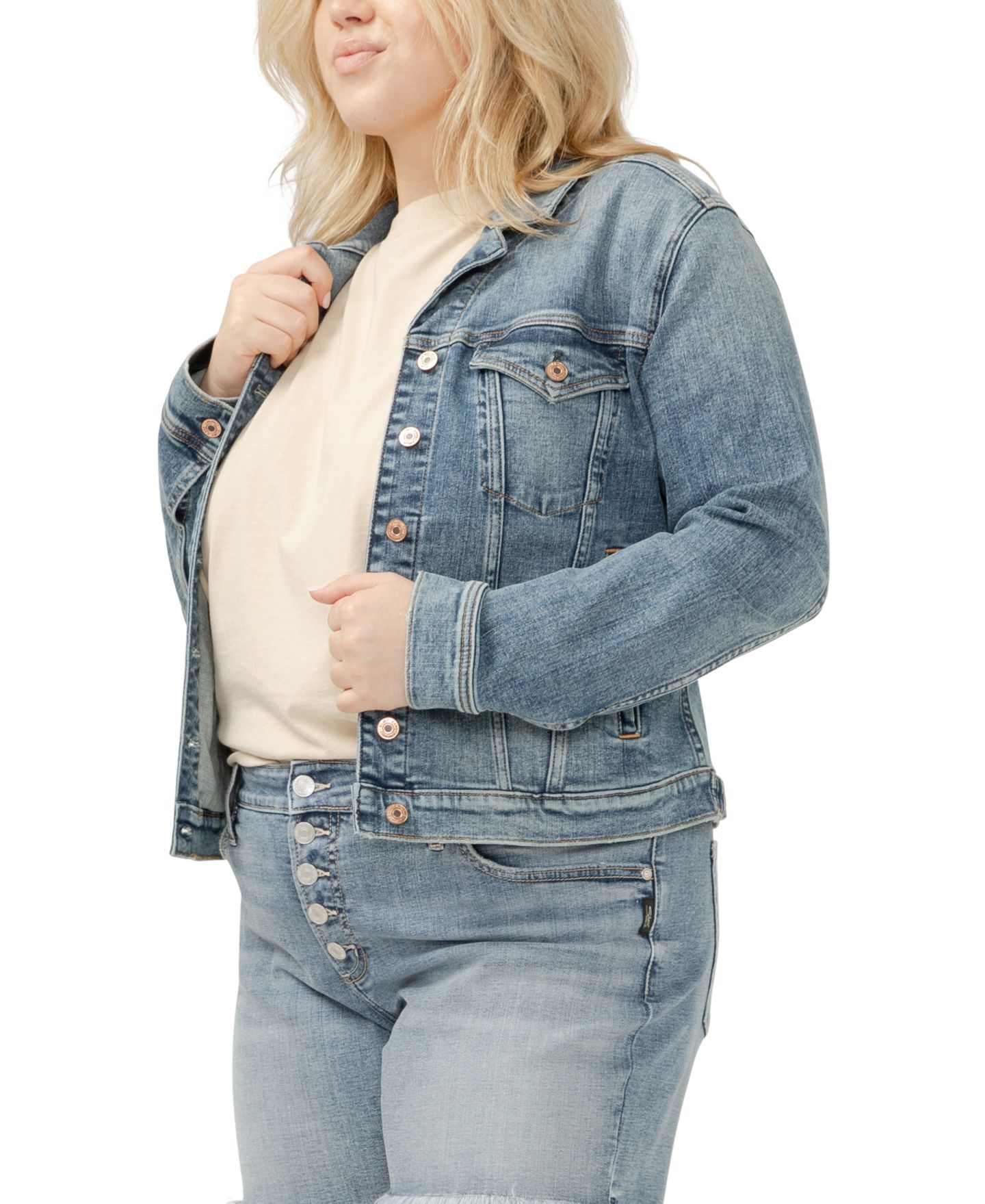 Женская куртка Silver Jeans Co. Plus Size Notched Crop Jean, цвет: Индиго — фото 8