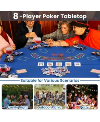 8-Player Foldable Poker Table Top with Carrying Bag and Cup Holders Compact and Portable for Home Games