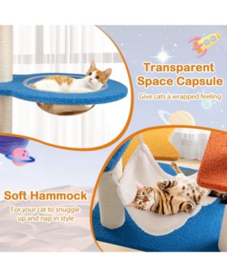 Cat Tree with UFO Top Perch, Space Capsule & Scratching Posts Fun & Cozy Playhouse for Cats