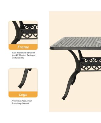 7pcs Patio Furniture Set Cast Aluminium Outdoor Dining Set 6 Outdoor Dining Chairs and 71 Inches Rectangular Dining Table for Balcony Porch Backyard Garden