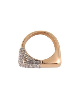 Gold Tone and Pave Crystal Stone Cocktail Ring