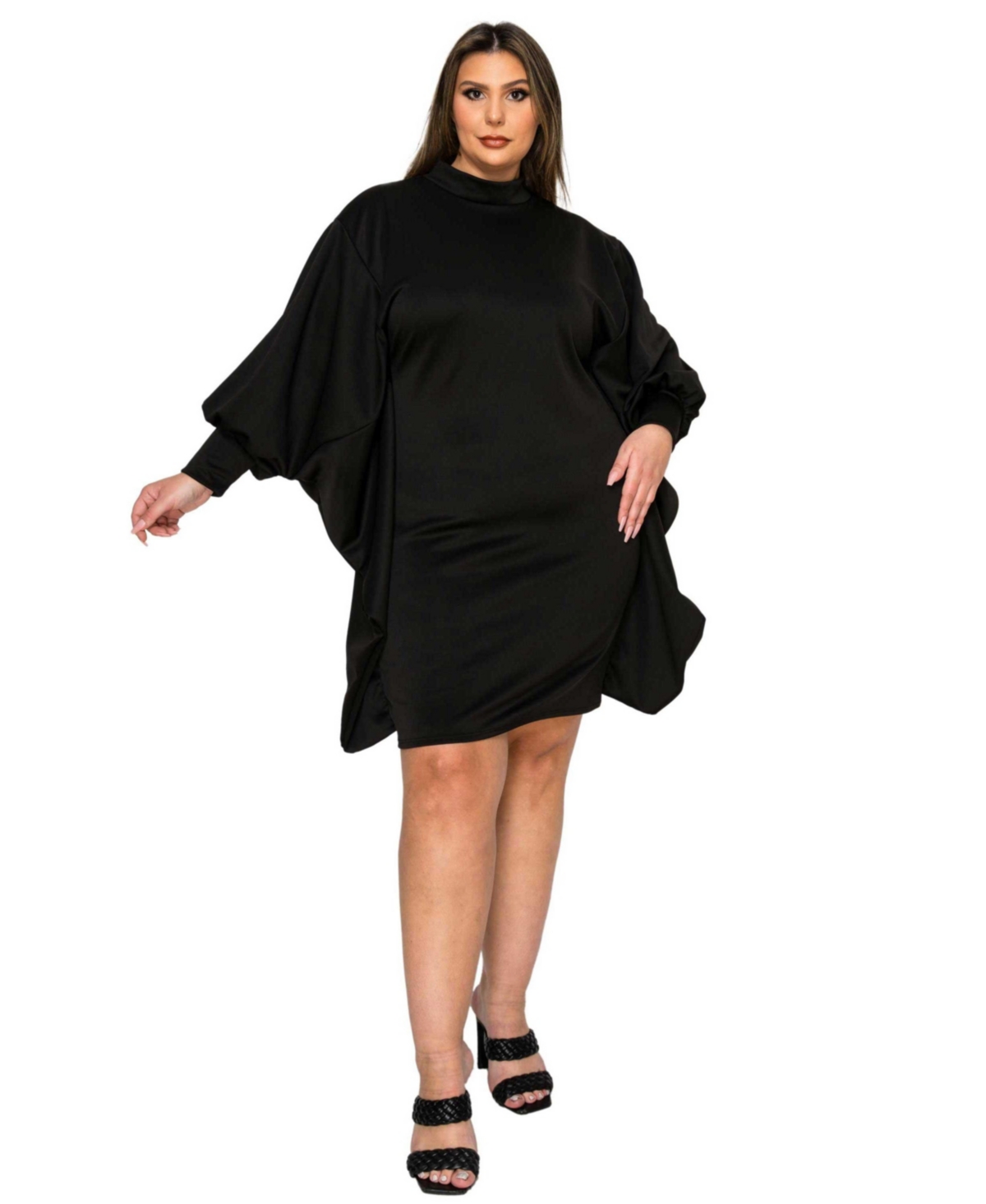 Women's Plus Size Alivera Mock Neck Mini Dress - Black