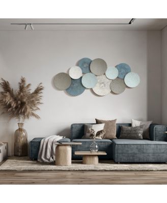 Distressed Multi-Color Pastels 47.4-Inch Wide Abstract Metal Wall Decor