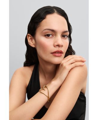 Gold Plated Heart Shaped Bangle Bracelet