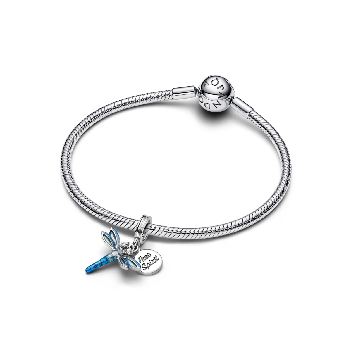 Pandora Sterling Silver Dragonfly Double Dangle Charm In Sterling Silver