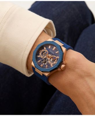 Men's Multifunction Blue Silicone Watch, 45mm