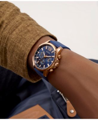 Men's Multifunction Blue Silicone Watch, 44mm