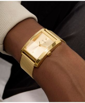 Men's Analog Gold-Tone Steel Mesh Watch, 34mm