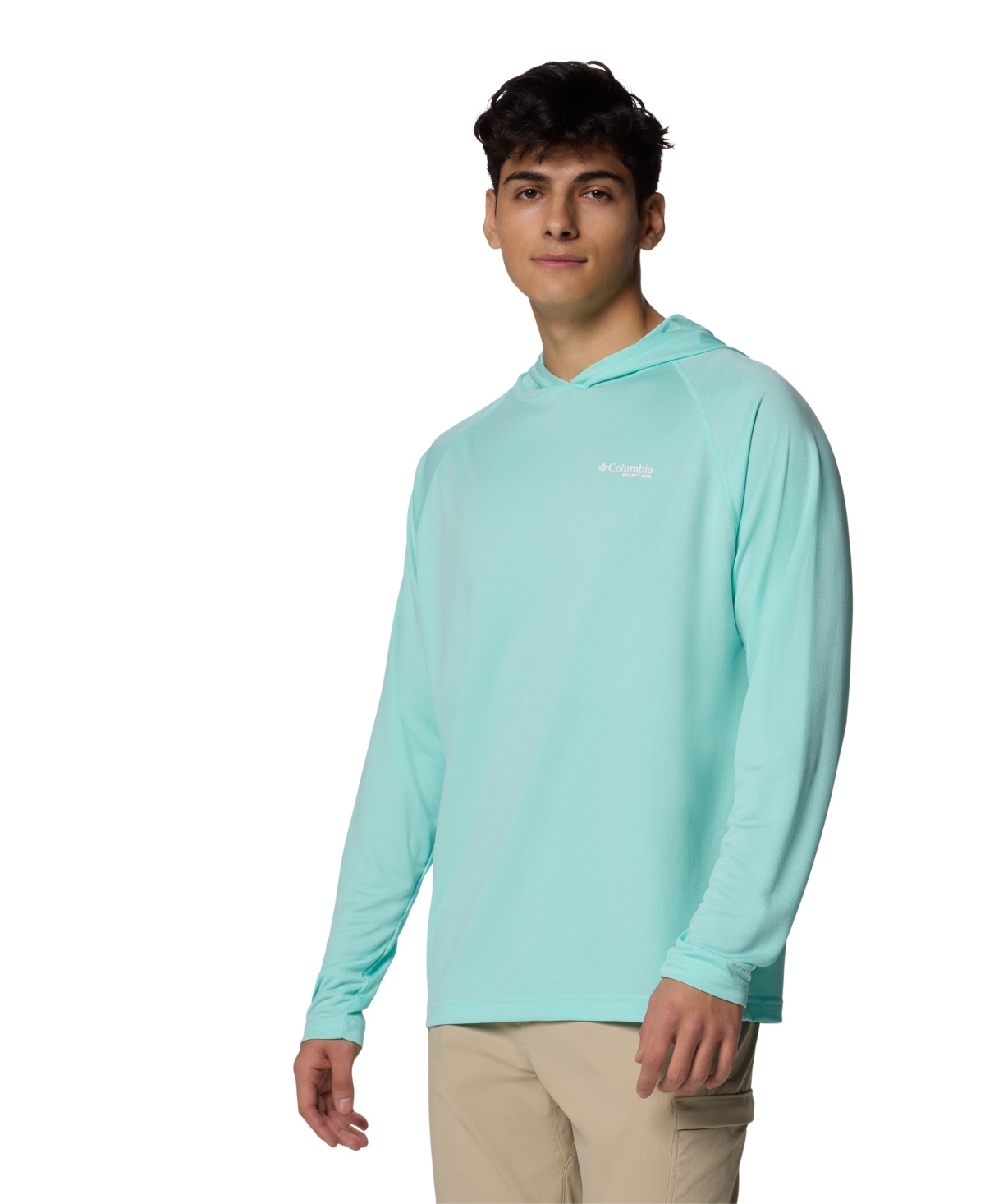 Shop Columbia Men's Pfg Solar Stream Moisture-wicking Upf 50 Hoodie In Gulf Strea