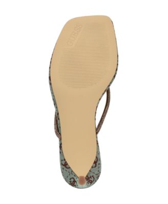 Mayan Rhinestone Thong Kitten Heel Sandals